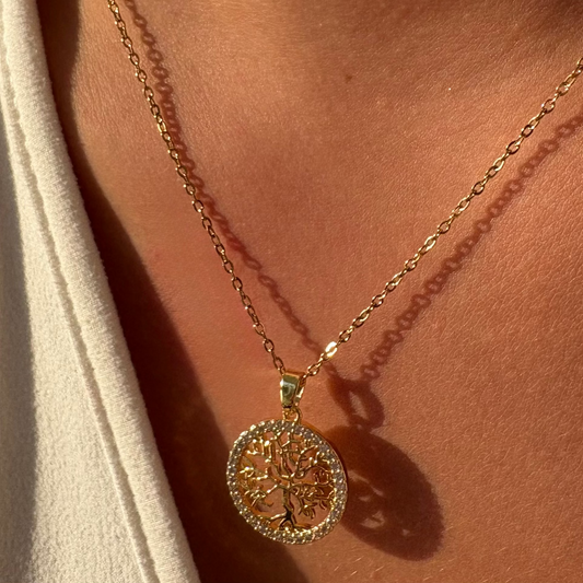 Κολιέ "Δέντρο Ζωής" από Ανοξείδωτο Ατσάλι με Ζιργκόν